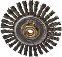 Osborn - 4" OD, M10x1.25 Arbor Hole, Knotted Steel Wheel Brush - 1/4" Face Width, 7/8" Trim Length, 0.02" Filament Diam, 20,000 RPM - Exact Industrial Supply