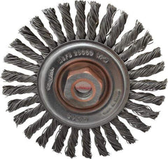 Osborn - 4" OD, 1/2-13 Arbor Hole, Knotted Steel Wheel Brush - 1/4" Face Width, 7/8" Trim Length, 0.02" Filament Diam, 20,000 RPM - Exact Industrial Supply