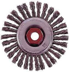Osborn - 4" OD, 3/8-24 Arbor Hole, Knotted Stainless Steel Wheel Brush - 1/4" Face Width, 7/8" Trim Length, 0.02" Filament Diam, 20,000 RPM - Exact Industrial Supply