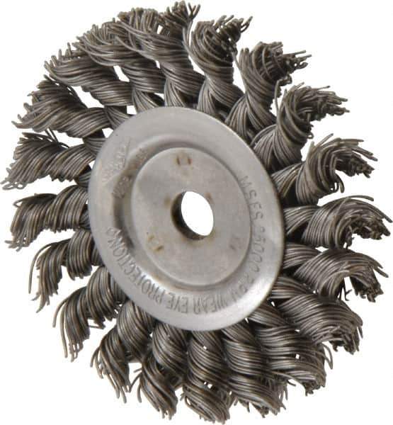 Osborn - 3" OD, 3/8" Arbor Hole, Knotted Steel Wheel Brush - 3/8" Face Width, 5/8" Trim Length, 0.02" Filament Diam, 25,000 RPM - Exact Industrial Supply