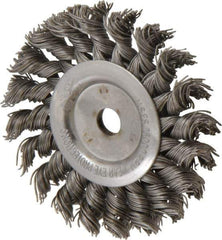 Osborn - 3" OD, 3/8" Arbor Hole, Knotted Steel Wheel Brush - 3/8" Face Width, 5/8" Trim Length, 0.02" Filament Diam, 25,000 RPM - Exact Industrial Supply