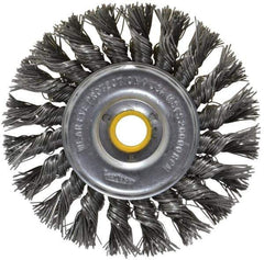 Osborn - 4" OD, 5/8" Arbor Hole, Knotted Steel Wheel Brush - 5/16" Face Width, 7/8" Trim Length, 0.02" Filament Diam, 20,000 RPM - Exact Industrial Supply