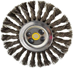 Osborn - 6" OD, 5/8" Arbor Hole, Knotted Steel Wheel Brush - 1/2" Face Width, 1-1/2" Trim Length, 0.025" Filament Diam, 9,000 RPM - Exact Industrial Supply