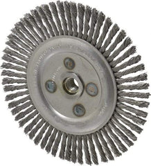 Osborn - 6-1/2" OD, 5/8-11 Arbor Hole, Knotted Steel Wheel Brush - 3/16" Face Width, 1-1/4" Trim Length, 0.02" Filament Diam, 12,000 RPM - Exact Industrial Supply