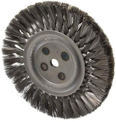 Osborn - 8" OD, 5/8" Arbor Hole, Knotted Steel Wheel Brush - 5/8" Face Width, 1-11/16" Trim Length, 0.014" Filament Diam, 8,500 RPM - Exact Industrial Supply