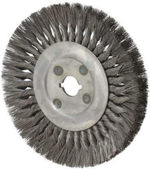 Osborn - 10" OD, 1-1/4" Arbor Hole, Knotted Steel Wheel Brush - 5/8" Face Width, 2-1/4" Trim Length, 0.014" Filament Diam, 4,500 RPM - Exact Industrial Supply