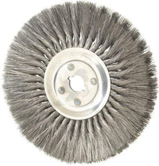 Osborn - 12" OD, 1-1/4" Arbor Hole, Knotted Steel Wheel Brush - 5/8" Face Width, 3-1/4" Trim Length, 0.014" Filament Diam, 4,500 RPM - Exact Industrial Supply