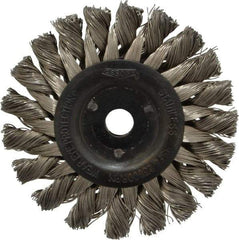 Osborn - 3" OD, 3/8" Arbor Hole, Knotted Stainless Steel Wheel Brush - 3/8" Face Width, 5/8" Trim Length, 0.014" Filament Diam, 25,000 RPM - Exact Industrial Supply