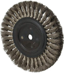 Osborn - 8" OD, 5/8" Arbor Hole, Knotted Stainless Steel Wheel Brush - 5/8" Face Width, 1-11/16" Trim Length, 0.016" Filament Diam, 8,500 RPM - Exact Industrial Supply