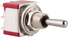 GC/Waldom - DPDT Miniature On-Off-On Toggle Switch - Solder Lug Terminal, Bat Handle Actuator, 125 VAC at 5 A & 250 VAC at 2 A - Exact Industrial Supply