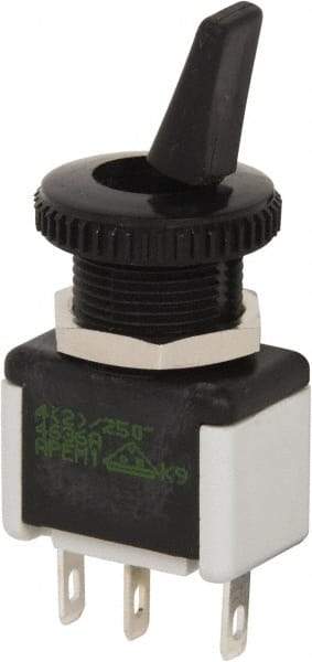 GC/Waldom - SPDT Miniature On-On Toggle Switch - Quick Connect Terminal & Solder Lug Terminal, Paddle Handle Actuator, 125 VAC at 6 A & 250 VAC at 3 A - Exact Industrial Supply