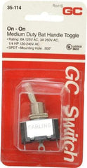 GC/Waldom - SPDT Medium Duty On-On Toggle Switch - Solder Lug Terminal, Bat Handle Actuator, 1/4 hp at 125/250 VAC hp, 125 VAC at 6 A & 250 VAC at 3 A - Exact Industrial Supply