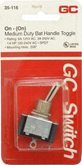 GC/Waldom - SPDT Medium Duty On-On Toggle Switch - Solder Lug Terminal, Bat Handle Actuator, 1/4 hp at 125/250 VAC hp, 125 VAC at 6 A & 250 VAC at 3 A - Exact Industrial Supply