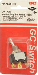 GC/Waldom - SPDT Medium Duty On-On Toggle Switch - Screw Terminal, Bat Handle Actuator, 1/4 hp at 125/250 VAC hp, 125 VAC at 6 A & 250 VAC at 3 A - Exact Industrial Supply