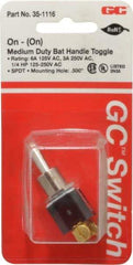GC/Waldom - SPDT Medium Duty On-On Toggle Switch - Screw Terminal, Bat Handle Actuator, 1/4 hp at 125/250 VAC hp, 125 VAC at 6 A & 250 VAC at 3 A - Exact Industrial Supply