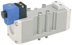 Parker - 4 Way, 2 Position, Aluminum Solenoid Valve - Normally Open Through Ports 1 & 2, Nitrile Seal - Exact Industrial Supply