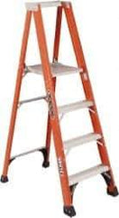 Louisville - 4 Steps, 4' High, Type IAA Rating, Fiberglass Platform Ladder - 375 Lb Capacity, 25-1/8" Base Width - Exact Industrial Supply