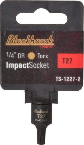 Blackhawk by Proto - 1/4" Drive, T27 Impact Torx Bit Socket - 1-3/16" OAL - Exact Industrial Supply