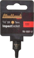 Blackhawk by Proto - 1/4" Drive, T27 Impact Torx Bit Socket - 1-3/16" OAL - Exact Industrial Supply