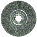 12" Diameter - 2" Arbor Hole - Crimped Steel Wire Straight Wheel - Exact Industrial Supply