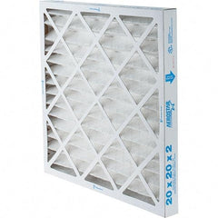 Made in USA - 20" Noml Height x 20" Noml Width x 2" Noml Depth, 35% Capture Efficiency, Wire-Backed Pleated Air Filter - MERV 8, Synthetic, Integrated Paperboard Frame, 500 Max FPM, 1,050 CFM, For Any Unit - Exact Industrial Supply