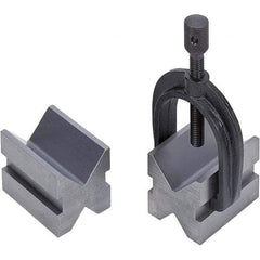 TESA Brown & Sharpe - 1-1/2" Max Capacity, 90° Angle, Mild Steel V-Block - 2" Long x 1-1/2" Wide x 1-1/2" High, Sold as 2 Block Set - Exact Industrial Supply