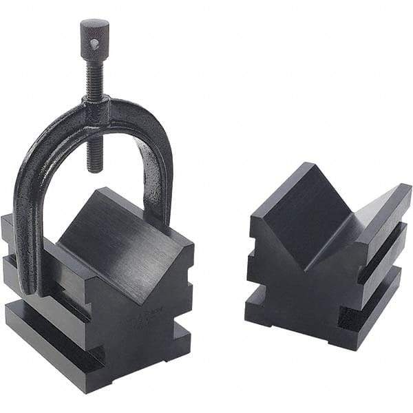 TESA Brown & Sharpe - 12.7 to 2-1/2" Capacity, 90° Angle, Mild Steel V-Block - 3" Long x 2-1/2" Wide x 2-1/2" High, Sold as 2 Block Set - Exact Industrial Supply