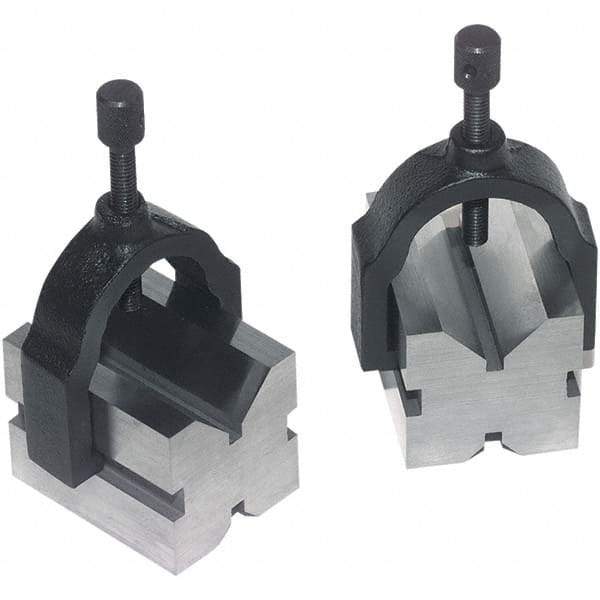 TESA Brown & Sharpe - 1" Max Capacity, 90° Angle, Hardened Steel V-Block - 1-5/8" Long x 1-1/4" Wide x 1-1/4" High, Sold as 2 Block Set - Exact Industrial Supply