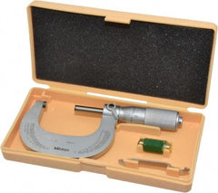 Mitutoyo - 1 to 2" Range, 0.0001" Graduation, Mechanical Outside Micrometer - Friction Thimble, Accurate to 0.0001" - Exact Industrial Supply