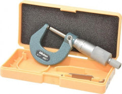 Mitutoyo - 1 Inch Max Measurement, 0.0001 Inch Graduation, Spherical Face Micrometer - Accuracy Up to 0.0002 Inch, Mechanical Operation, Ratchet Stop Thimble, Ball - Exact Industrial Supply