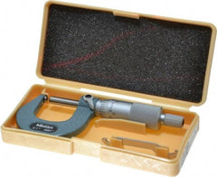 Mitutoyo - 1 Inch Max Measurement, 0.0001 Inch Graduation, Spherical Face Micrometer - Accuracy Up to 0.0002 Inch, Mechanical Operation, Ratchet Stop Thimble, Ball - Exact Industrial Supply