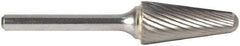 M.A. Ford - 3/8" Cut Diam, 1/4" Shank Diam, Taper Head Double Cut Burr - Carbide, Radius End, 1-1/8" LOC, 7-3/16" OAL - Exact Industrial Supply