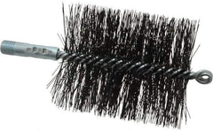 Schaefer Brush - 4-1/2" Brush Length, 3-3/4" Diam, Double Stem, Double Spiral Tube Brush - 7-1/2" Long, Tempered Steel Wire, 1/4" NPT Male Connection - Exact Industrial Supply