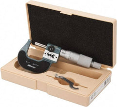 Mitutoyo - 1 Inch Max Measurement, 0.0001 Inch Graduation, Spherical Face Micrometer - Accuracy Up to 0.0002 Inch, Baked Enamel Coated, Steel Measuring Face Material, Mechanical Operation, Ratchet Stop Thimble, Ball - Exact Industrial Supply