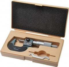 Mitutoyo - 25mm Max Measurement, 0.01mm Graduation, Spherical Face Micrometer - Accuracy Up to 3 micro m, Baked Enamel Coated, Steel Measuring Face Material, Mechanical Operation, Ratchet Stop Thimble, Ball - Exact Industrial Supply