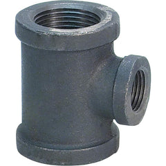 Black Pipe Fittings; Fitting Type: Dual Reducing Tee; Fitting Size: 1-1/2″ x 3/4″ x 1-1/4″; Material: Malleable Iron; Finish: Black; Fitting Shape: Tee; Thread Standard: NPT; Connection Type: Threaded; Lead Free: No; Standards:  ™ASME ™B1.2.1; ASME ™B16.3