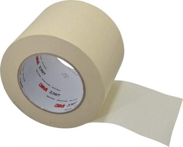 3M - 4" Wide x 60 Yd Long Tan Paper Masking Tape - Series 2307, 5.2 mil Thick, 23 In/Lb Tensile Strength - Exact Industrial Supply