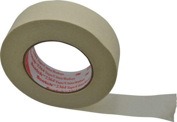 3M - 1-1/2" Wide x 60 Yd Long Tan Paper Masking Tape - Series 2364, 6.5 mil Thick, 24 In/Lb Tensile Strength - Exact Industrial Supply