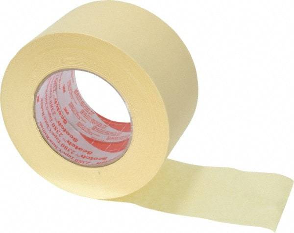 3M - 3" Wide x 60 Yd Long Tan Paper Masking Tape - Series 2380, 7.2 mil Thick, 28 In/Lb Tensile Strength - Exact Industrial Supply