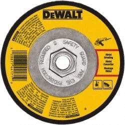 DeWALT - 24 Grit, 5" Wheel Diam, 1/4" Wheel Thickness, Type 27 Depressed Center Wheel - Aluminum Oxide, Resinoid Bond, 12,200 Max RPM - Exact Industrial Supply