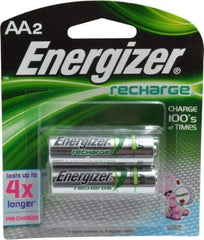 Energizer - Size AA, NiMH, 2 Pack, Standard Battery - 1.2 Volts, Flat Terminal, ANSI Regulated - Exact Industrial Supply