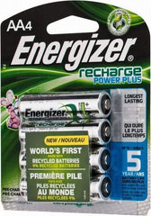 Energizer - Size AA, NiMH, 4 Pack, Standard Battery - 1.2 Volts, Flat Terminal, ANSI Regulated - Exact Industrial Supply