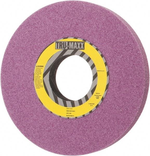 Tru-Maxx - 10" Diam x 3" Hole x 1" Thick, H Hardness, 46 Grit Surface Grinding Wheel - Aluminum Oxide, Type 1, Coarse Grade, 2,480 Max RPM, Vitrified Bond, No Recess - Exact Industrial Supply