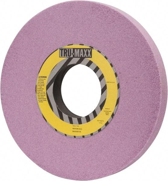 Tru-Maxx - 10" Diam x 3" Hole x 1" Thick, H Hardness, 60 Grit Surface Grinding Wheel - Aluminum Oxide, Type 1, Medium Grade, 3,250 Max RPM, Vitrified Bond, No Recess - Exact Industrial Supply