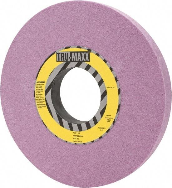 Tru-Maxx - 10" Diam x 3" Hole x 1" Thick, J Hardness, 60 Grit Surface Grinding Wheel - Aluminum Oxide, Type 1, Medium Grade, 3,250 Max RPM, Vitrified Bond, No Recess - Exact Industrial Supply