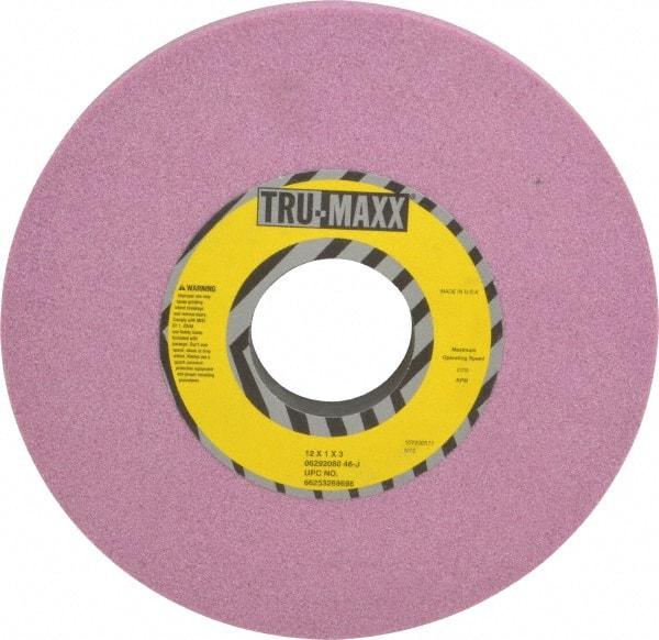 Tru-Maxx - 12" Diam x 3" Hole x 1" Thick, J Hardness, 46 Grit Surface Grinding Wheel - Aluminum Oxide, Type 1, Coarse Grade, 2,705 Max RPM, Vitrified Bond, No Recess - Exact Industrial Supply
