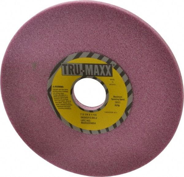 Tru-Maxx - 7" Diam x 1-1/4" Hole x 1/4" Thick, I Hardness, 46 Grit Surface Grinding Wheel - Aluminum Oxide, Type 1, Coarse Grade, 3,600 Max RPM, Vitrified Bond, No Recess - Exact Industrial Supply
