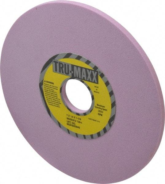 Tru-Maxx - 7" Diam x 1-1/4" Hole x 1/4" Thick, I Hardness, 100 Grit Surface Grinding Wheel - Aluminum Oxide, Type 1, Fine Grade, 3,600 Max RPM, Vitrified Bond, No Recess - Exact Industrial Supply