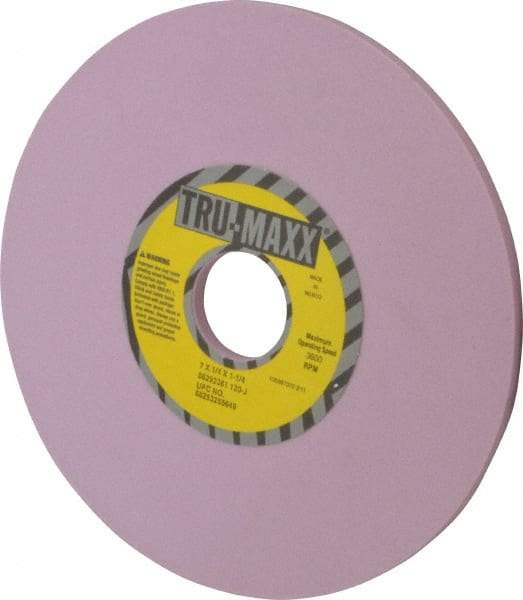 Tru-Maxx - 7" Diam x 1-1/4" Hole x 1/4" Thick, J Hardness, 120 Grit Surface Grinding Wheel - Aluminum Oxide, Type 1, Fine Grade, 3,600 Max RPM, Vitrified Bond, No Recess - Exact Industrial Supply