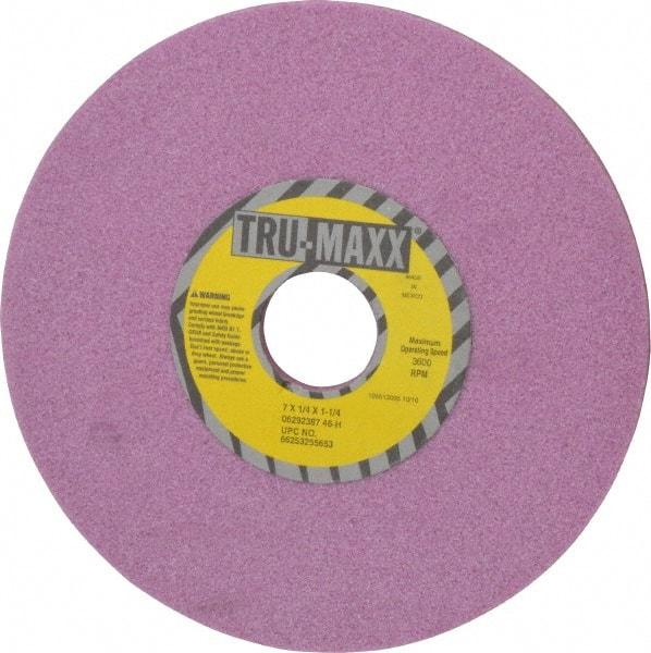 Tru-Maxx - 7" Diam x 1-1/4" Hole x 1/4" Thick, H Hardness, 46 Grit Surface Grinding Wheel - Aluminum Oxide, Type 1, Coarse Grade, 3,600 Max RPM, Vitrified Bond, No Recess - Exact Industrial Supply